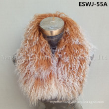 Long Pile Natural Mongolian Fur Scarf Eswj-55A